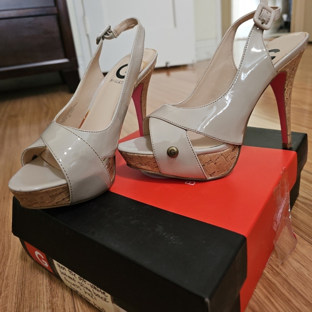 G by Guess Beige and Red Heels